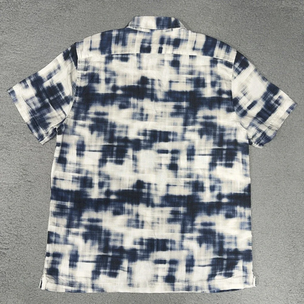 Banana Republic Linen Blend Shirt Men's Sz M Tie Dye Slim Short Sleeve Button Up